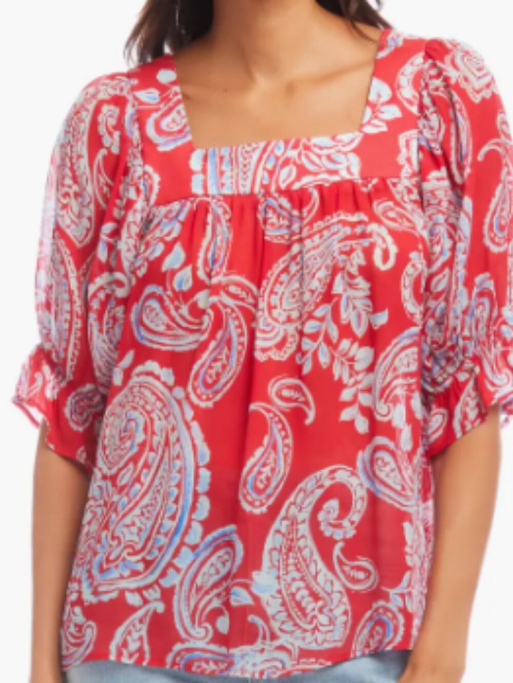 Karen Kane Paisley Ruffle Sleeve Top